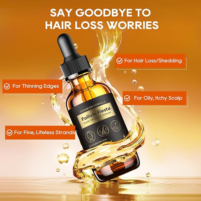 Women‘s Hair Growth Serum Oil, 100% Veganic Natural Herbal Extracts, Root Revive Visibly Thickening Fuller Hair, Follicle Stimulator Scalp Serum for Hair Loss/Shedding,Thin, Dry & Damaged Treatment