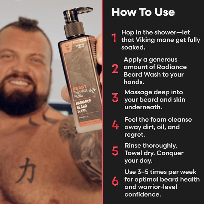 The Beard Struggle Eddie Hall Beast Line Beard Wash – Ragnarok Rising Signature Edition – Deep Cleansing Beard Shampoo for Men – Hydrates & Strengthens with Legendary Scent
