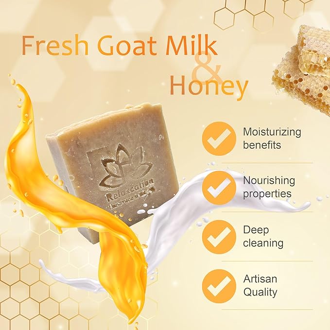 MADE IN USA GOAT MILK and HONEY SOAP BARS - FROM FRESH GOAT MILK | Hand and Body Soap For Eczema, Psoriasis & Dry Sensitive Skin | Soft and Moisturizing | Natural Soap Bar |100% Handmade | 3 Bars