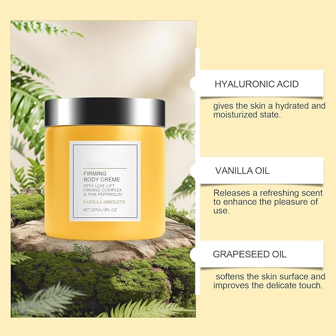 Champagne Lift Body Creme, Champagne Body Firming Cream, lift firming body creme,Deep Hydration & Smoothing, Hydrates Dry， Skin Arms & Legs（Vanilla, 8 Fl Oz）