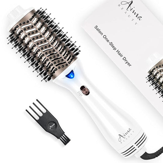 One Step Dryer & Volumizing Hot Air Brush, Blow Dryer, Ceramic Straightener, Curler & Hot Comb 4 in 1 Salon Ionic Hair Styling Tools, White
