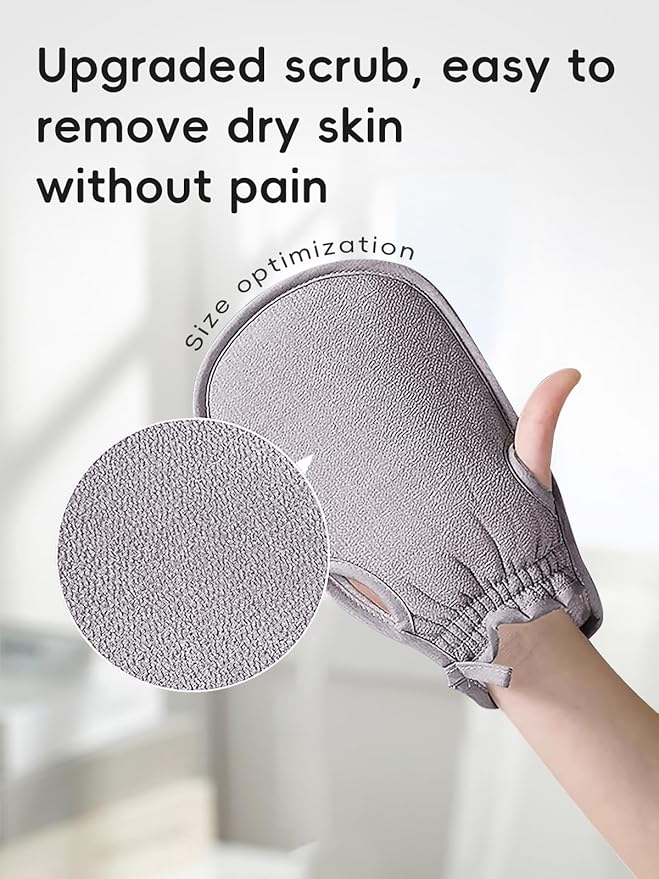 Exfoliating Glove (Original) Machine Washable Newly Upgraded With Thumb Holes Korean Body Scrubber 100% Vegan Viscose Exfoliating Mitt for Dead Skin Removal, Keratosis Pilaris & Self-Tan Prep