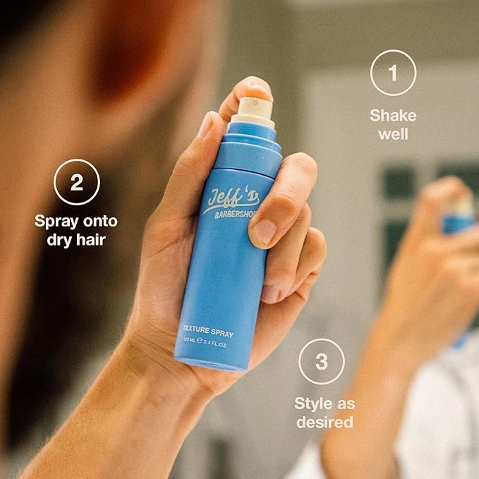 Jeff's Barbershop Clay Pomade and Texture Spray Duo - Medium Hold, Matte Finish - Sandalwood Scented