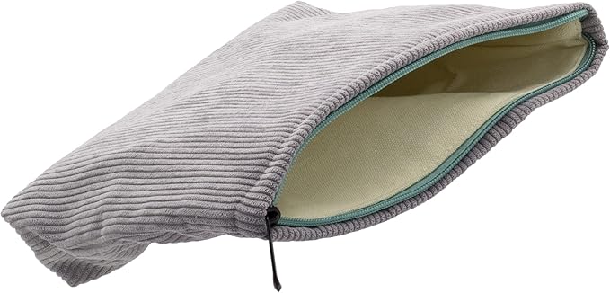 PAZIMIIK Makeup Bag Large Zipper Corduroy Make Up Pouch for Purse Travel Canvas Cosmetic Organizer for Women Brush Storage,Grey