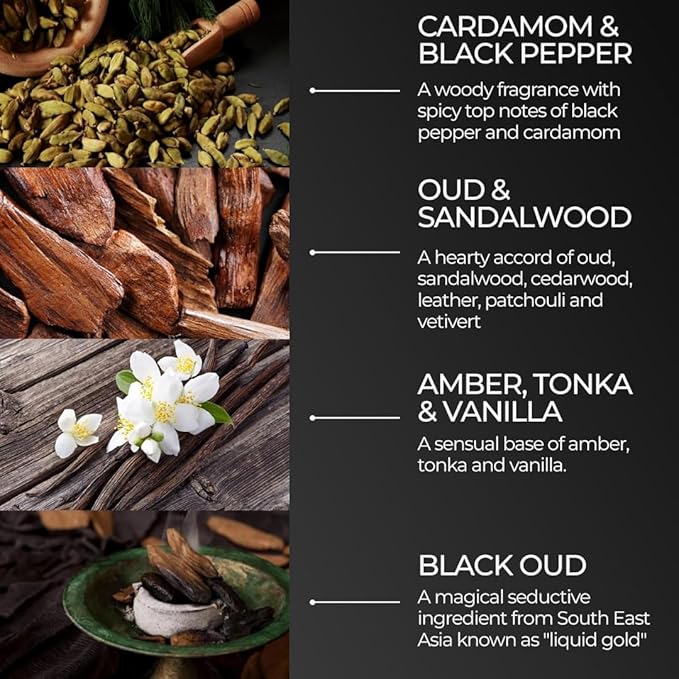 Black Oud Beard Balm for Men Gift Box - Premium Balm/Conditioner/Softener | The Ultimate Beard Care Kit Gift Set for Men, 50mL