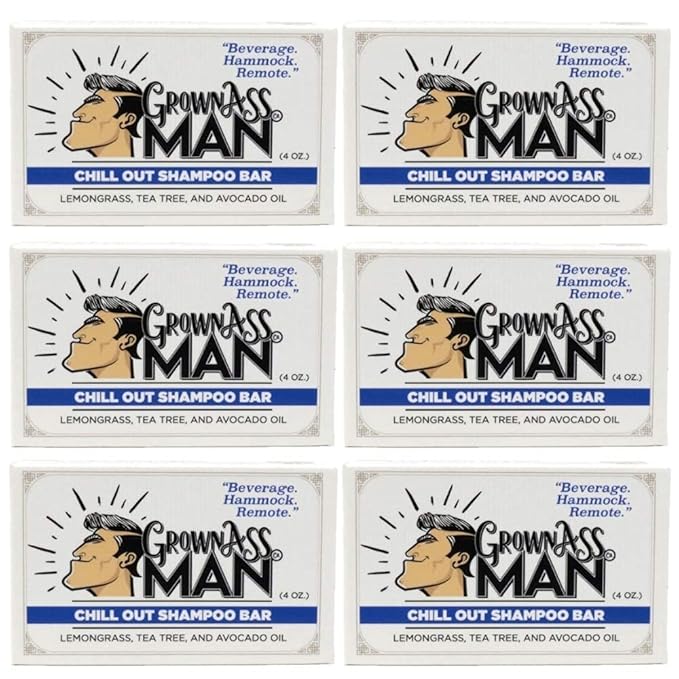 Solid Shampoo Bar Rich Lather 3 in 1: Hair, Beard & Body Wash - Plastic Free & Eco-Friendly, Natural & Organic Clean for All Hair Types, 4oz Bar (Chill Out, 6-Pack)