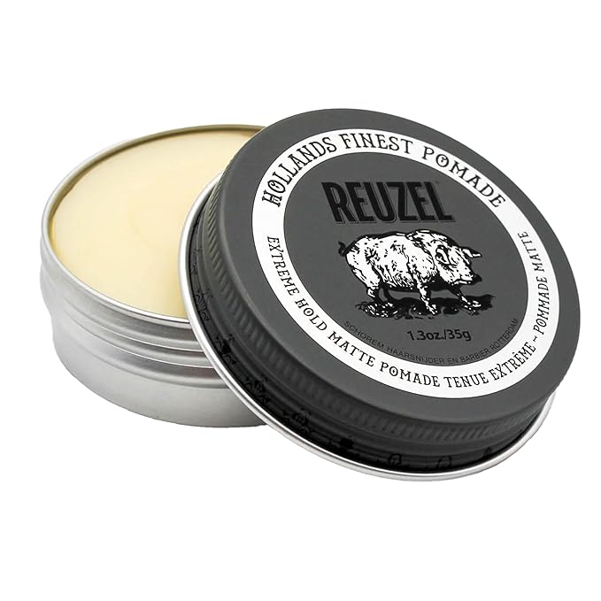 REUZEL Extreme Hold Matte Pomade, Strongest All Day Hold, Water Soluble Styling, Matte Finish & Flake Free, Easy To Wash Out, For All Hair Types