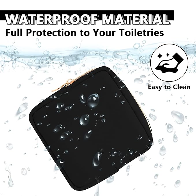 Waterproof Mini Makeup Bag for Purse,Small Cosmetic Pouch Nylon Travel Toiletry Organizers Bag for Women Girls,Cute Zipper Preppy Coin Purse for Work(Mini-Black)