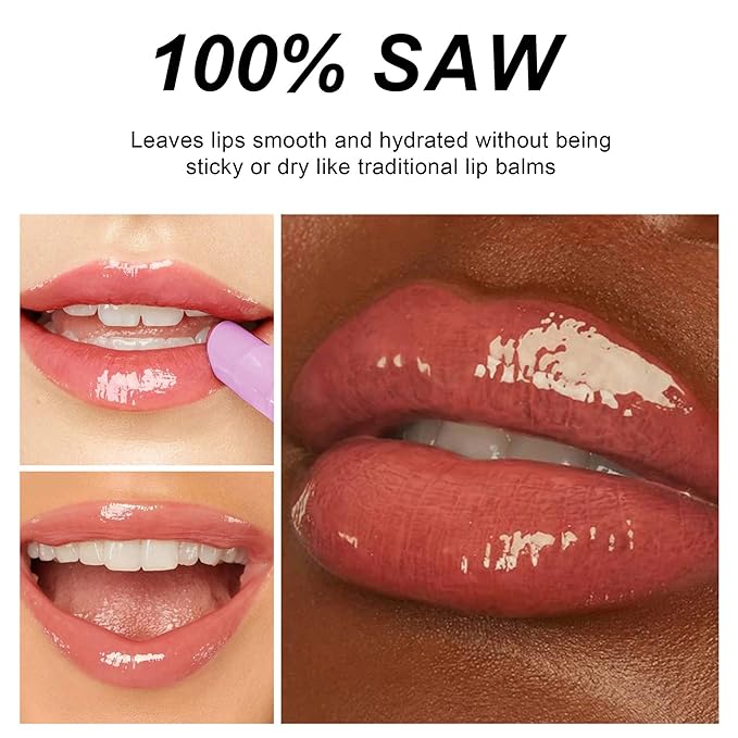 MAEPEOR Nourishing Lip Balm 8 Colors Smooth Moisturizing Lip Glow Gloss Non-Sticky and Long-lasting Hydrating Jelly Lip Balm for Women and Girls (Color 04)