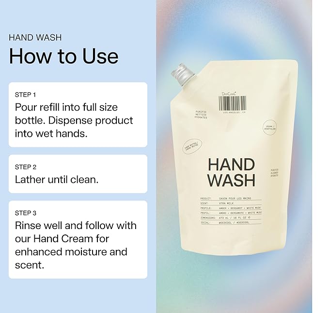 DedCool Xtra Milk Hand Wash Refill – Gentle Cleanser with Squalane, Aloe, and Marshmallow Root | Non-Toxic, Vegan, Carbon-Neutral