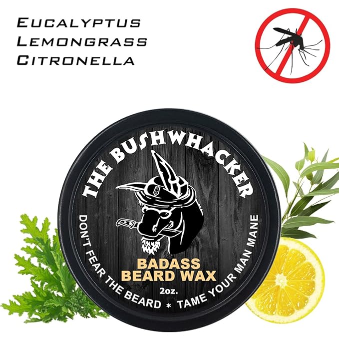 Badass Beard Care Beard Wax For Men - The Bushwhacker Scent, 2 oz - Softens Beard Hair, Leaves Your Beard Looking and Feeling More Dense