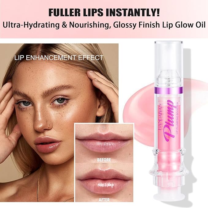 Glossy Finish Lip Glow Oil,Lip Plumping Booster Plump,Hydrating, Volumizes & High-Shine Lip Plumping Mirror Lip Glaze Lip Makeup,Lip Enhancer for Fuller, Lip Mask, Hydrating& Reduce Fine Lines (001#)