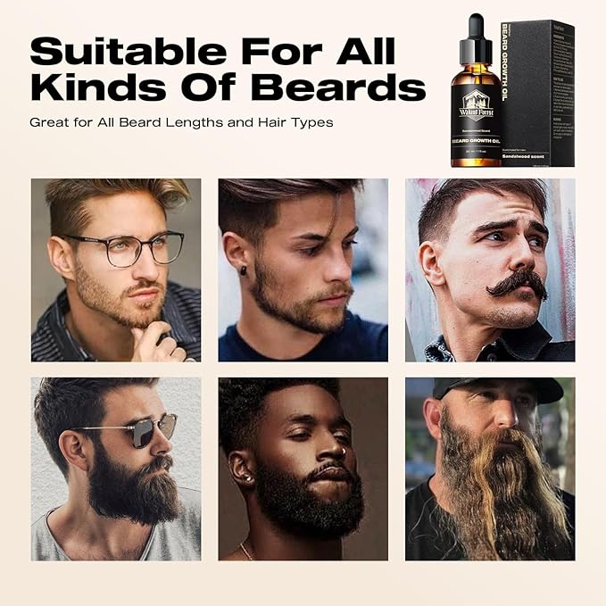 Waking Forest Beard Oil - Beard Oil for Men Thicker Beard with Vitamin E, Rosemary, Castor Mustache Oil for Black Men, Softens & Strengthens Beard Care Oil (Sandalwood, 1oz)