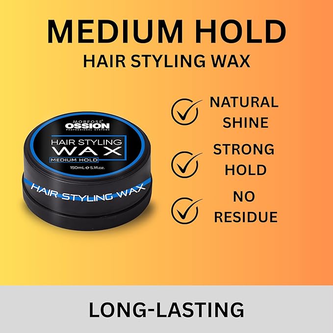 Morfose Barber Wax,(5.30 Ounce (Pack of 1), Medium Hold, Premium Hair Styling Wax for Men, Natural Shine, Easy Application, Ideal for Various Styles, Long-Lasting, Water-Soluble, Pleasant Fragrance