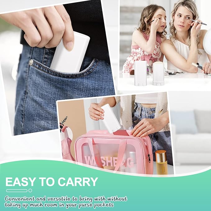 15ml Travel Deodorant Containers,Top-Fill,Empty Plastic Oval Lip Balm Tubes for Chapstick,Lip Balm,Lotion Bar Sticks,Salve,Homemade Solid Lotion,Sample Size Deodorant-30 Pack,White