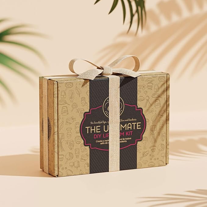 CraftZee Organic Lip Balm Making Kit. DIY Lip Gloss Pack, Natural Beeswax, Shea Butter, Sweet Almond Oil, Essential Oils, Tools, Instruction Manual. Sleepover Party Supplies for Girls, Adult Craft Kit