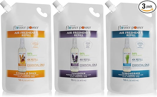 Air Freshener Spray Refills - Odor Eliminator w/Essential Oils - Home, Car & Fabric - Cruelty Free & Vegan - Variety Pack - Citrus & Spice, Lavender, Lemongrass - 3 x 16 fl oz