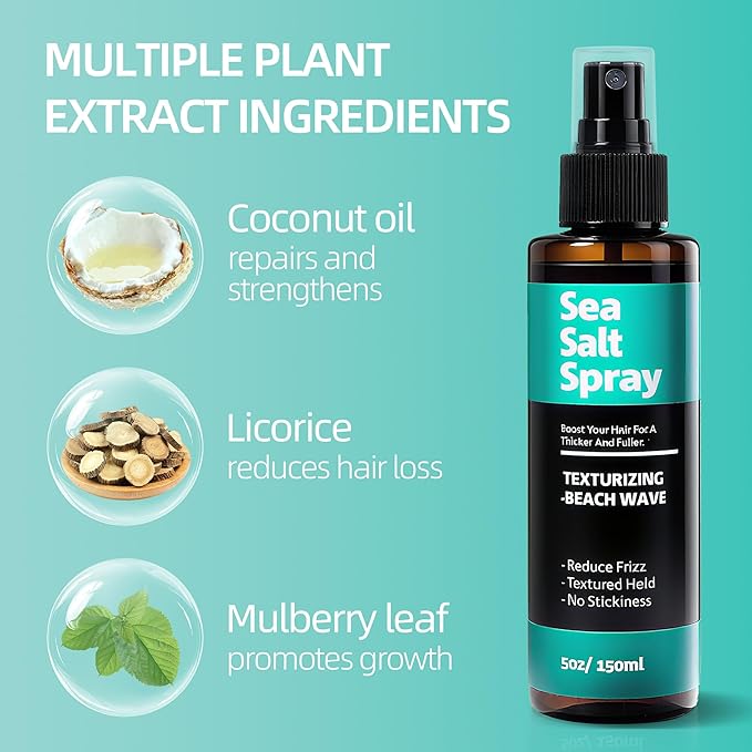 Sea Salt Spray for Hair Men and Women 5 fl oz - Dry Texturizing & Volumizing, Curl and Beach Waves Spray for Hair