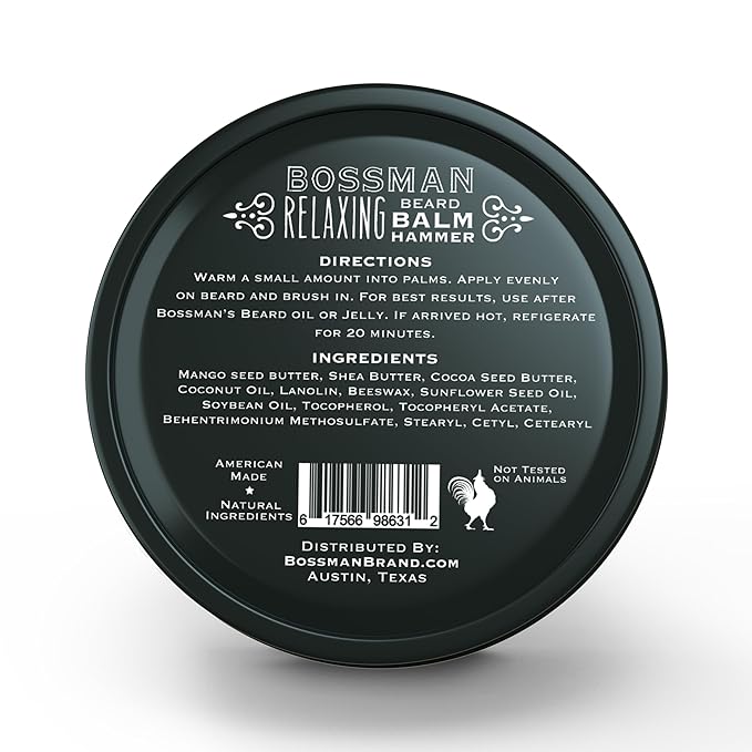 Bossman Relaxing Beard Balm for Men (Naked - Unscented) – Tames, Relaxes, Thickens & Softens for Ultimate Beard Care – Made in USA