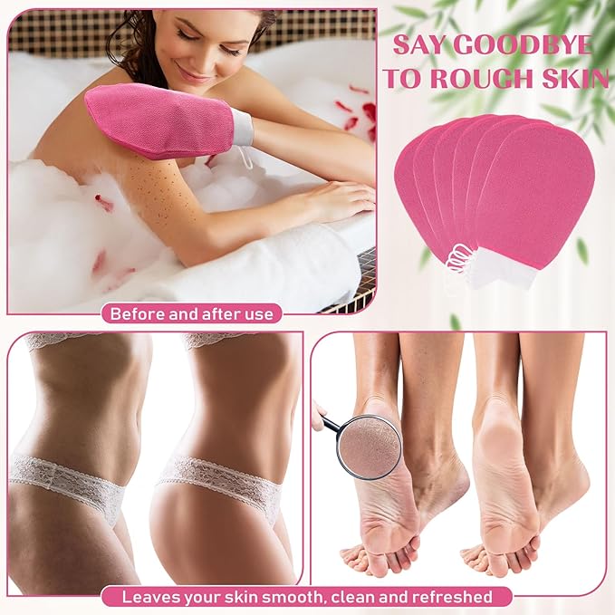 20 Pcs Exfoliating Glove Bulk Summer Exfoliator Mitt Body Scrubber 150d Viscose Fiber Deep Skin Korean Scrub Mitt for Spa Massage Dead Skin Remover for Men and Women(Rose Red)