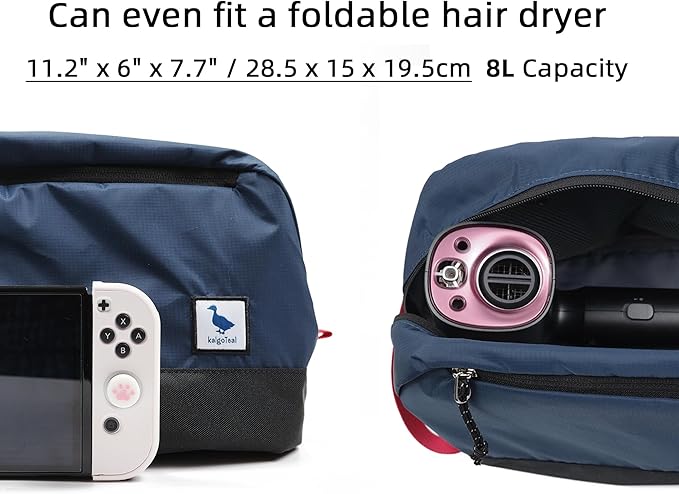 Travel Toiletry Bag 8L, Large Packing Cube with Waterproof TPU Wet/Dry Compartment (03 Blue Abyss)