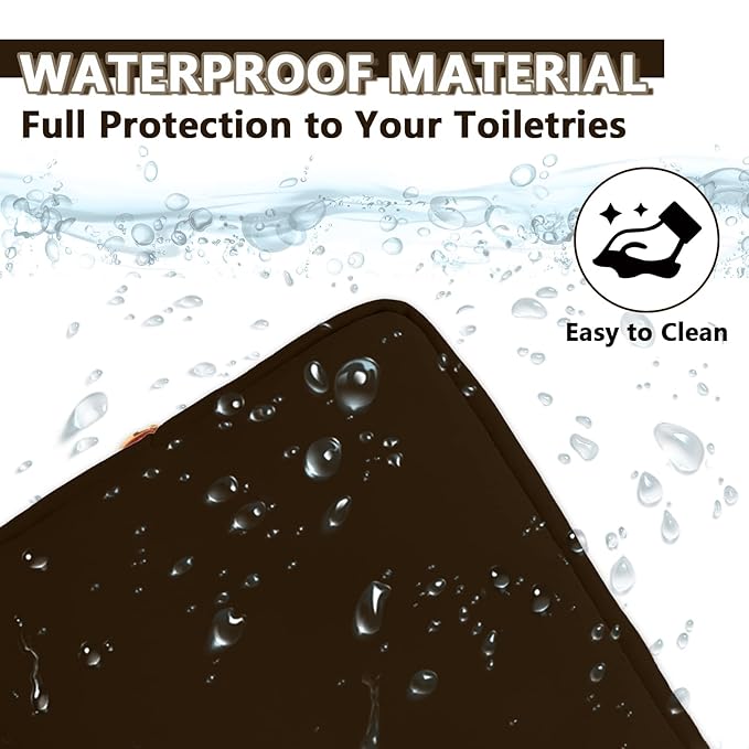 Large Makeup Bag Pouch,Nylon Women Travel Toiletry Storage Bag Preppy Cosmetic Bag for Girls,Big Makeup Organizer Bag Cute Zipper Pouch Skincare Bag for Sport Work Gift(Large-Chocolate)