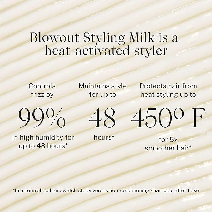 JVN Complete Blowout Styling Milk Heat Protector Cream, Style Memory, Anti-Humidity, Smooths & Protects, Travel Size (0.84 FL OZ)