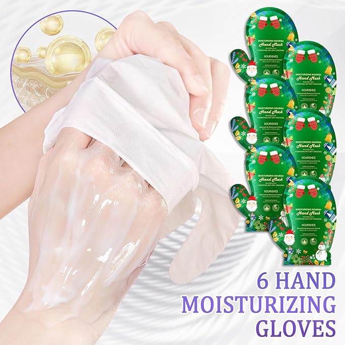 Hand Mask Moisturizing Gloves 6 Pack,Hydrating Hand Mask for Women,Soft Gloves for Dry Cracked Skin N