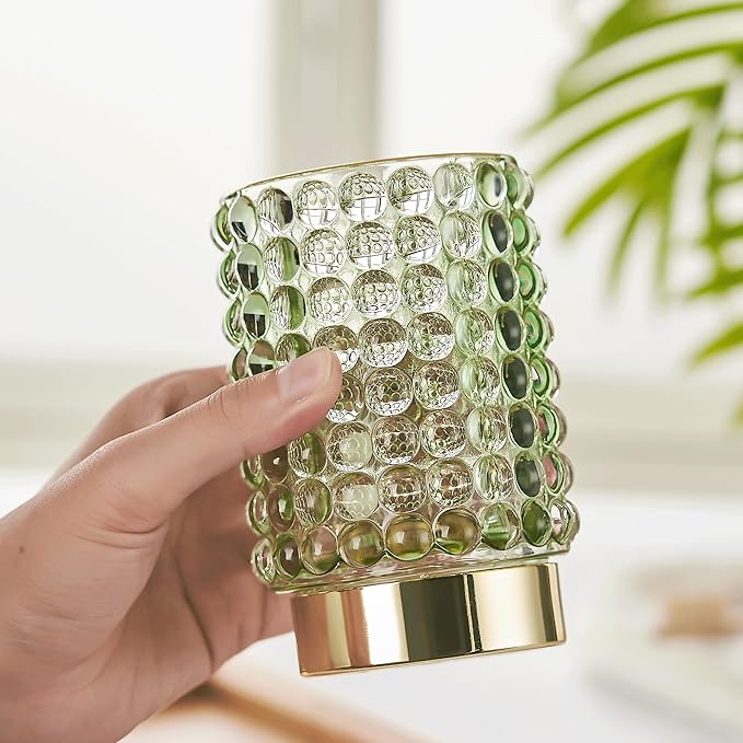 Makeup Brush Holder Organizer,Toothbrush Holders,Desk Pen Pencil Holder,Multifunctional Vintage Glass Brush Cup(A38-2-US/Green/L)