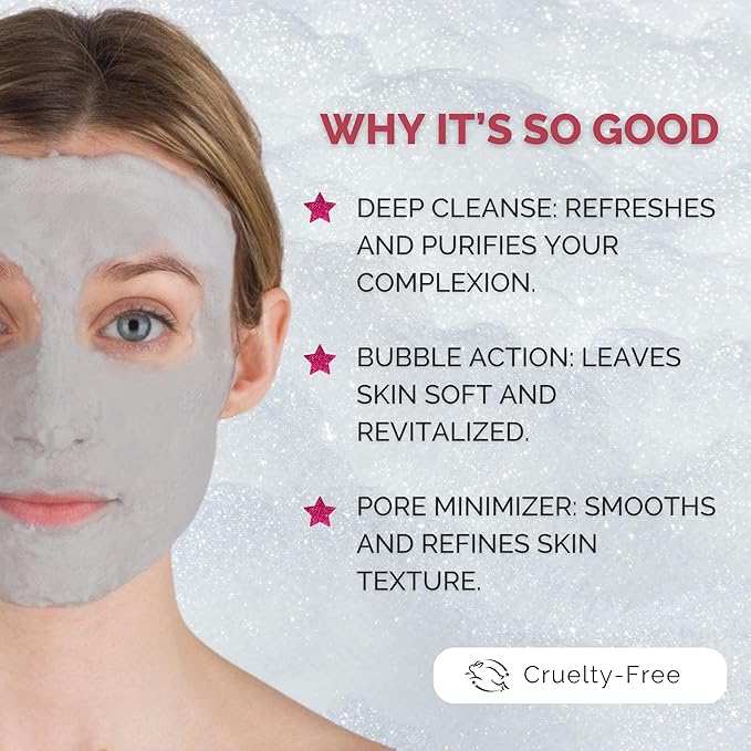 Elizabeth Mott Carbonated Bubble Detox Clay Mask – Korean Skincare for Deep Pore Cleansing, Acne, Blackheads & Oil Control – Charcoal Face Mask for Breakouts & Smooth Skin – Cruelty-Free, 3.53 oz