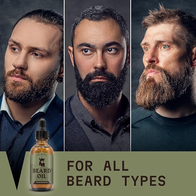 Striking Viking Beard Oil for Men - 2 Fl Oz, Cedarwood Scent - Beard Growth & Conditioning with Argan, Almond Plus Tea Tree Oil & Jojoba Oil for Beard Growth - Softener & Moisturizer