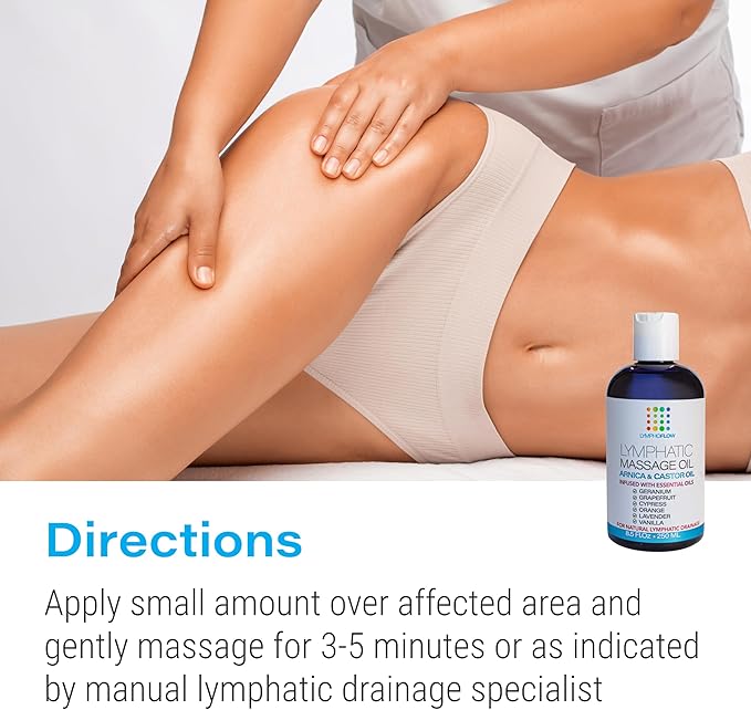 Lymphatic Drainage Massage Oil with Arnica & Cold Pressed Castor Oil I Post Surgery Recovery & Post Liposuction, BBL, 360 Lipo, Tummy Tuck I Fibrosis Treatment, Body Detox I 8.5 Oz by Bruizex