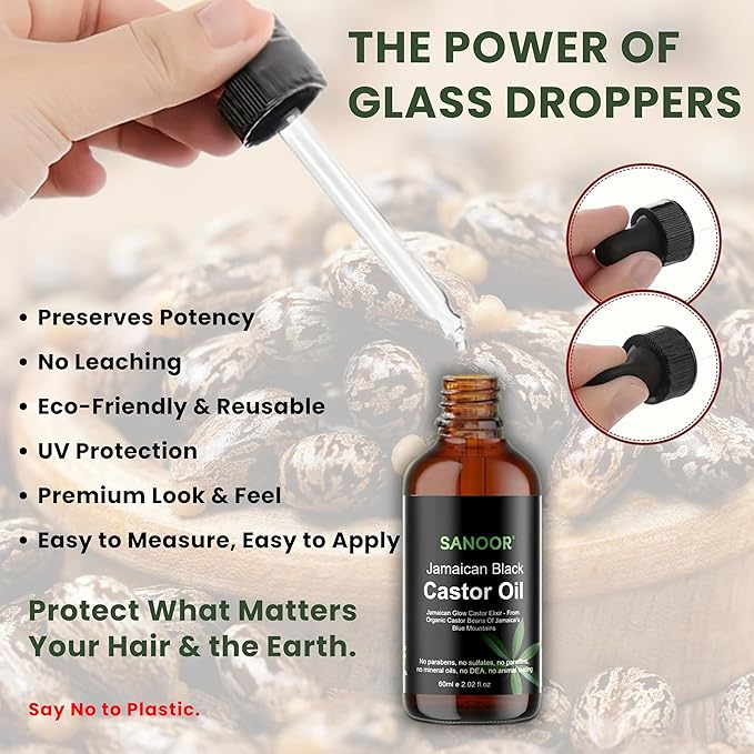 Jamaican Glow Castor Elixir Oil | 100% Pure and Natural - Premium Grade Leave In Oil for Hair Growth, Eyelashes and Eyebrows| Infused with Nutrients Pure Hair Butter | Cold-pressed | 60ml