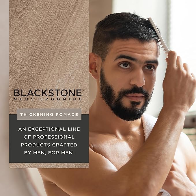 Blackstone Men's Grooming Hair Thickening Pomade - Pliable Hold with Matte Finish | Paraben & Cruelty-Free | Made in USA, Sea + Surf Scent (4 Oz)