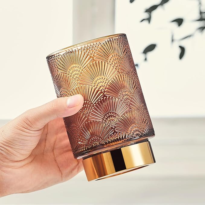 Makeup Brush Holder Organizer,Toothbrush Holders,Desk Pen Pencil Holder,Multifunctional Vintage Glass Brush Cup（A41-5-US）