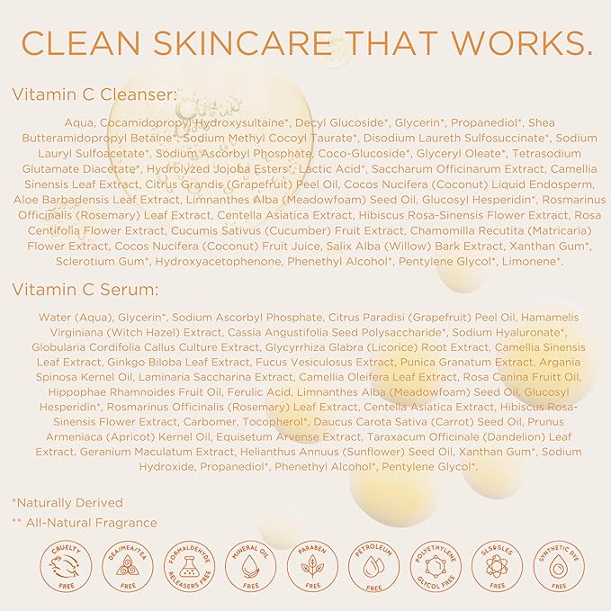 InstaNatural Vitamin C Cleanser and Serum Kit, Brightens and Reduces Signs of Aging, Fine Lines and Wrinkles, with Botanical Extracts