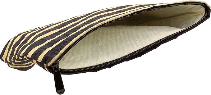 PAZIMIIK Floral Makeup Bag Large Cotton Zipper Pouch for Purse Travel Canvas Make Up Organizer for Women Cosmetic,Stripe Black