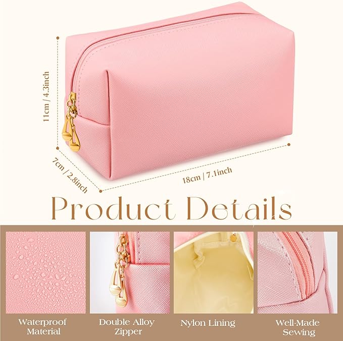 Kigeli 15 Pcs Aesthetic Makeup Bags PU Leather Cosmetic Pouches Waterproof Plain Toiletry Bags Makeup Pouches Bulk for Women Party Gift Travel Storage Organizer(Vivid Color)
