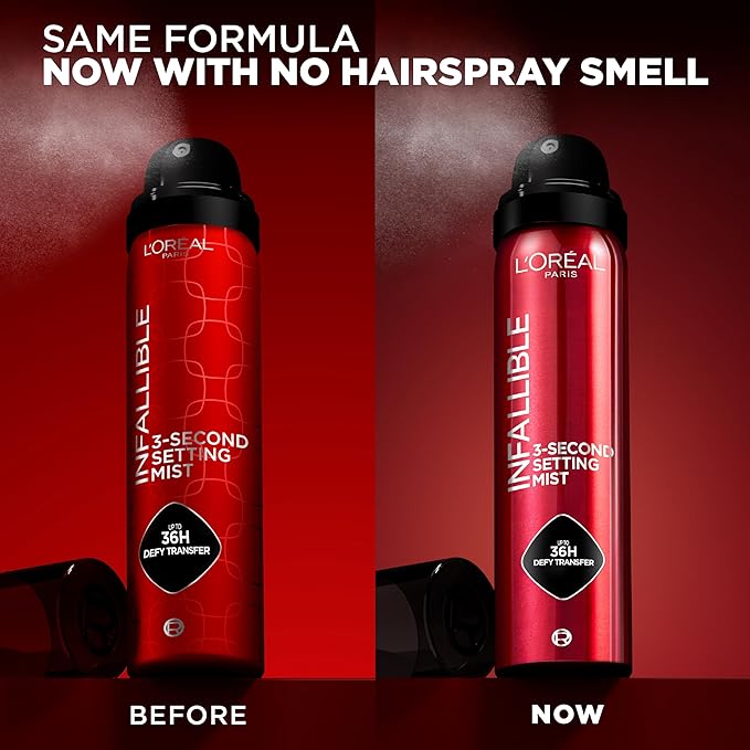 L'Oreal Paris Infallible 3-Second Setting Spray Mist, Microfine Mist for up to 36HR Wear, Clear, 1.76 oz