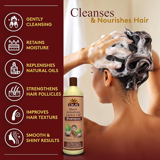 OKAY BLACK JAMAICAN CASTOR OIL MOISTURE GROWTH SHAMPOO 33oz