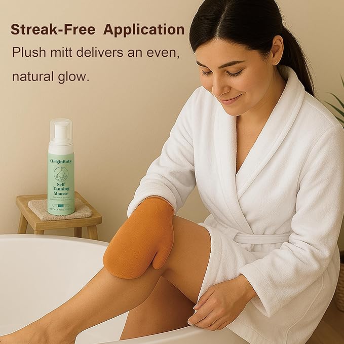4 in 1 Self Tanning Mitts Self Tanner Mitt Applicator Kit,Self Tanning Mitt Applicator Kit With Self Tanning Glove,Back Tanning Applicator, Mini Tan Mit, Exfoliating Mitt