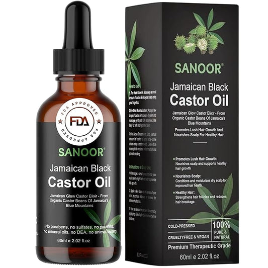 Jamaican Glow Castor Elixir Oil | 100% Pure and Natural - Premium Grade Leave In Oil for Hair Growth, Eyelashes and Eyebrows| Infused with Nutrients Pure Hair Butter | Cold-pressed | 60ml