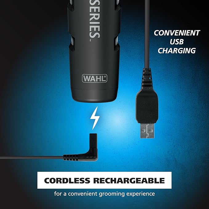 Wahl USA Pro Series Forever BladeTM Stainless Steel Cordless Rechargeable Beard Trimmer for Men with No Slip Grip & USB Charge – Model 3026017