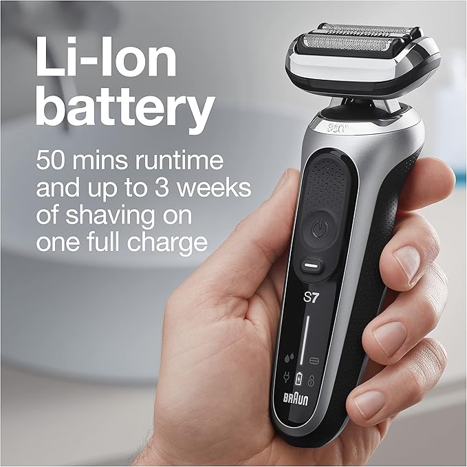 Braun Electric Razor for Men, Series 7 360 Flex Head Foil Shaver with Precision Beard Trimmer, Rechargeable, Wet & Dry and Travel Case, Black, 5 Piece Set