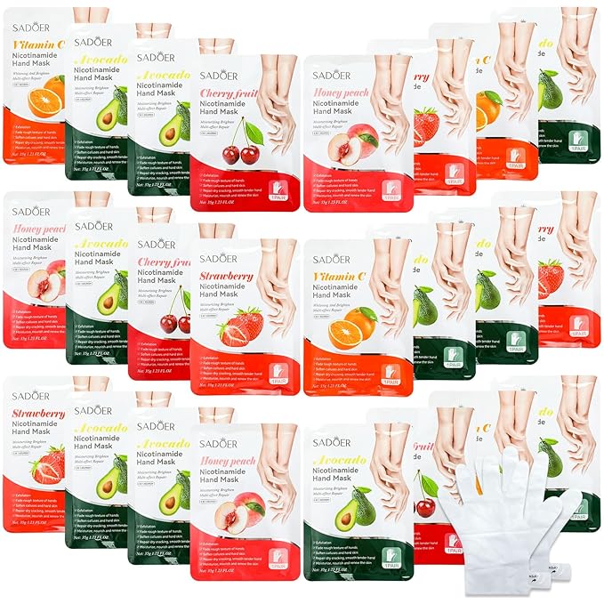 24 Pcs Fruits Beauty Hand Mask Bulk Hydrating Hand Moisturizing Gloves Treatment Mask for Spa Kit Sleeping Skincare Gift Beauty Kits for Women