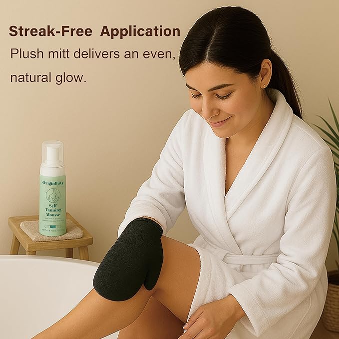 4 Pack Self Tanning Mitt Applicator Kit,Tanning Glove for Self Tan Mitt,Self Tanner Back Applicator,Mini Tan Mit, Exfoliating Mitt, for Sunless Streak-Free Fake Tanning