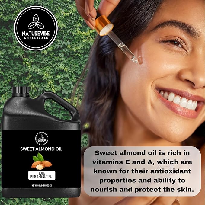 Naturevibe Botanicals Argan Oil 32oz and Sweet Almond Oil 32oz | Oil Combo