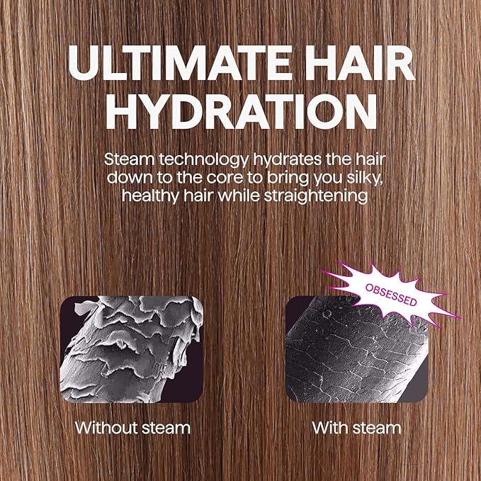 Wavytalk Pro Steam Hair Straightener Brush, Steamline Pro 3 in 1 Straightening Brush, Steam Reduces Damage, Nourishes Hair, and Expedites Straightening