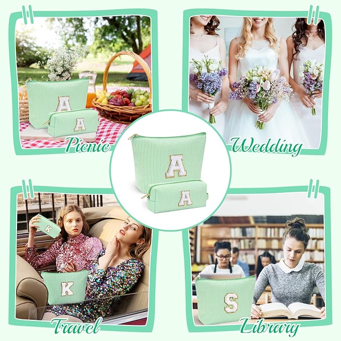 YOOLIFE Initial Makeup Bag for Women - Teen Girl Gifts Trendy Stuff Monogram Cute Makeup Bags Make Up Case for Women Her Best Friend Friendship Sister Teacher, Personalized Birthday Gifts H