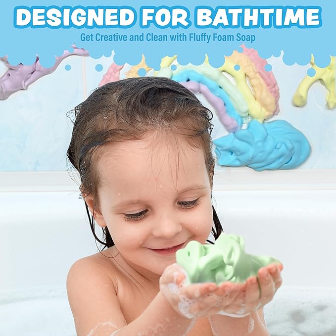 Tub Works® Fluffy Foam Soap, Variety 6 Pack | Shape, Mold & Create Bath Art with Soft Bath Foam for Kids | Gentle, Cleansing Kids Bath Soap | Easy-to-Use Spray Nozzles | Fruity, Fun Bath Colors